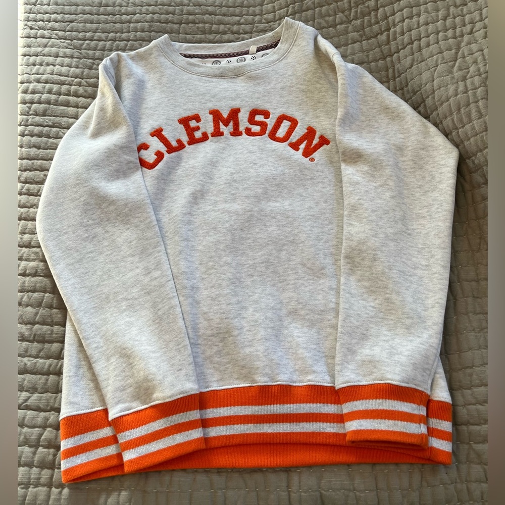 Clemson letterman style crew neck- large